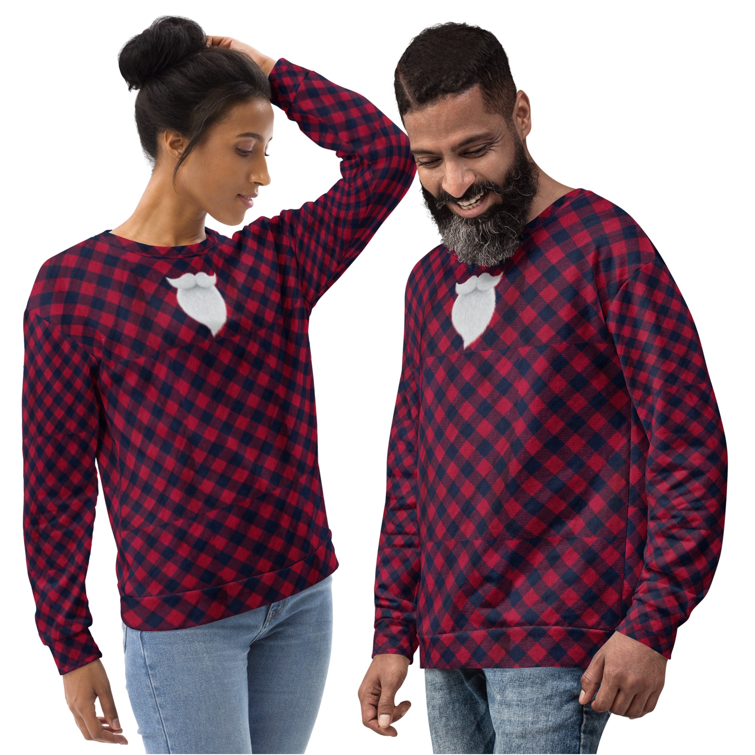 Plaid "Santa" Christmas Shirt. Christmas Sweater Alternative. Unisex Party Sweatshirt or Pullover. WickedYo.